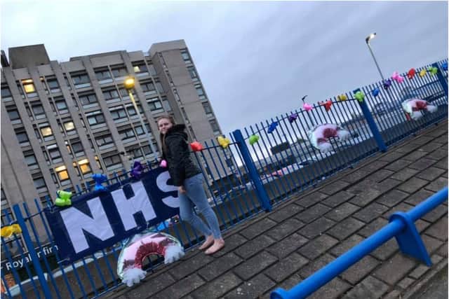 Hundreds of ribbons have been tied outside Doncaster Royal Infirmary.