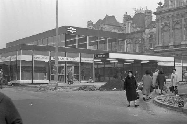Sunderland's partially completed new railway station is pictured in October 1965.