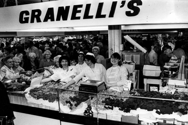 The Granelli's sweet stall at Sheaf Market, pictured on August 9, 1985. Ref no: s01806