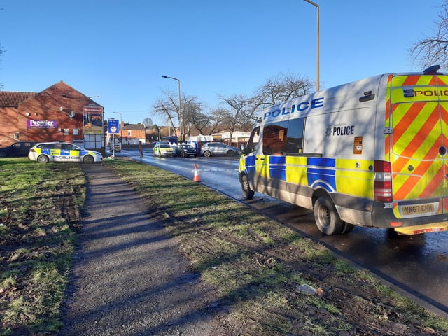 Police at the scene of the alleged murder on Wath Road Mexborough today. The alleged shooting  happened on January 11
