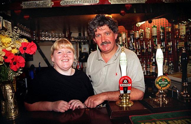 Landlords of The Rock pub in Pitsmoor, Sheffield, Donnie McFarlane and Carol Derbyshire, pictured in September 1997