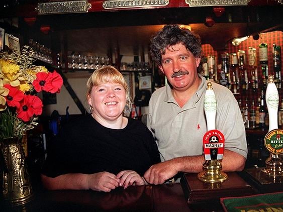 Landlords of The Rock pub in Pitsmoor, Sheffield, Donnie McFarlane and Carol Derbyshire, pictured in September 1997