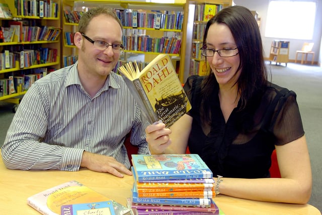 Stephen Dodd, Young Peoples Librarian and Lorraine Hewins library & information assistant at Sunderland City Library, are pictured reading a Roald Dahl book nin e years ago.