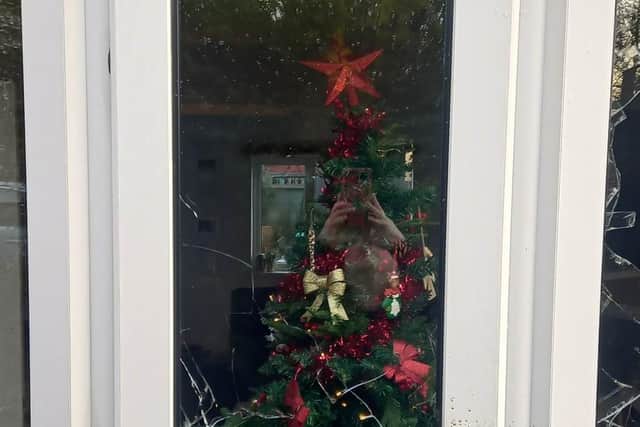 Burglars gained access to Kirsty's property by smashing two panes of glass on a bay window at the front of her property