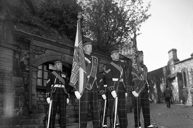 The Royal Scots Colours are laid up at Edinburgh Castle in May 1959.