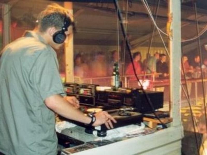 Any guesses for what 'dance floor banger' he's playing?