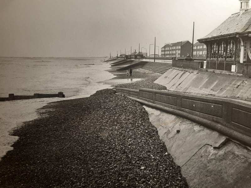 Cleveleys beach in 1974. The caption on the back reads: "Cleveleys foreshore today. It might have presented a different scene and boasted a pier if a couple of schemes had been agreed on."