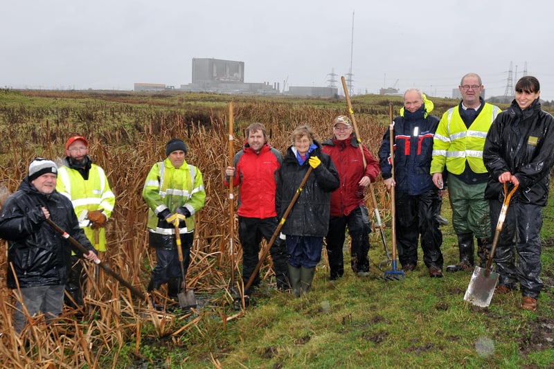 Jo Collins (right) from the Friends of Teesmouth, Seaton Dunes and Common group with fellow members and volunteers as they set about removing rushes from a watercourse in 2012.