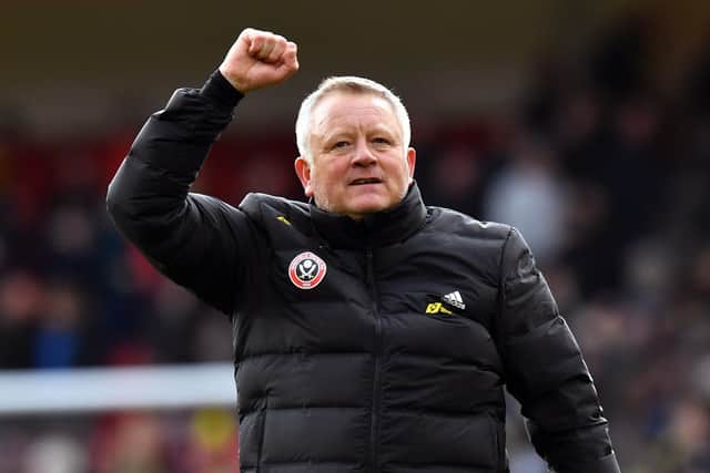 Sheffield United manager Chris Wilder celebrates their win over Norwich City in the Premier League at Bramall Lane, Sheffield: Anthony Devlin/PA Wire.