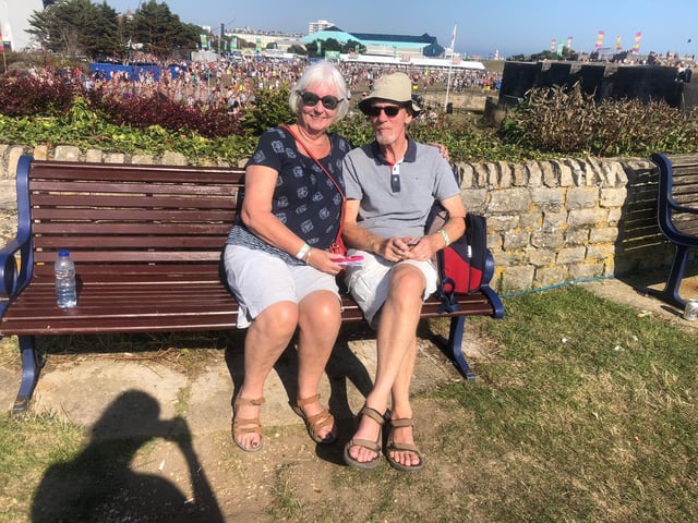 Mr and Mrs Parish, from Brighton, who came to watch Basement Jaxx at Victorious Festival on Day 3
