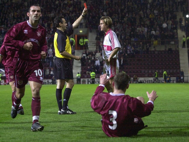 Hearts narrowly exit the UEFA Cup, losing 3-3 on aggregate to VfB Stuttgart after a thrilling encounter at Tynecastle on 28 September 2000.