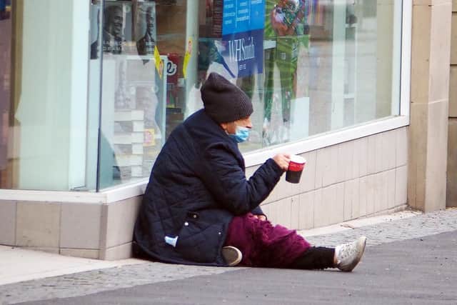 Homeless on the streets of Sheffield. The homeless charity Shelter have warned of a 'housing emergency' in the city