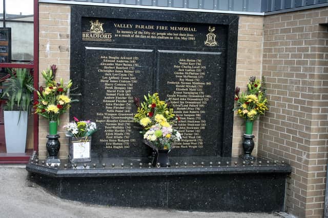 The Valley Parade Fire Memorial which remembers the 56 victims of the the 1985 Bradford Fire  (Photo by Pete Norton/Getty Images)