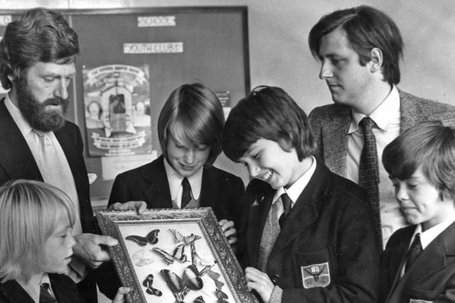 Pupils of Hedworthfield Secondary School, Jarrow, pictured opening presents in 1975 from shipping firm Souter and Co's ship the Stolt Sheaf.  Recognise anyone?