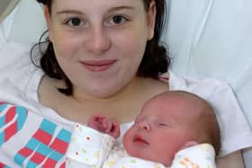 Rebecca Gregory, of Wincobank, Sheffield, with baby Prue, born weighing 6lb 13oz, at 2.53am on Christmas Day 2007, at the Jessop Wing maternity unit