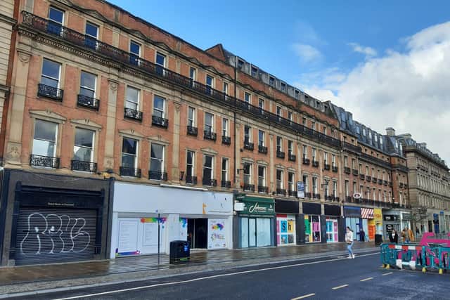 Nine shops in a row are closed on Pinstone Street, ahead of a new hotel.
