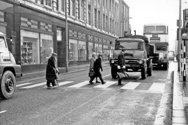 Ecclesall Road, with the Sheffield and Ecclesall Co-operative (The Arcade) on the left, in 1964