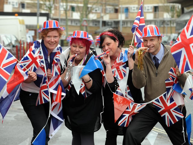 Allison Brookes, Karen Knipe, Tracey Knipe and Steve Searle, at a street party outside their store to mark the Queen’s Diamond Jubilee in February 2011.