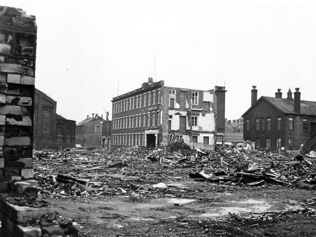 The demolition of the Hadfields Limited, East Hecla Works, Sheffield, on February 18, 1984