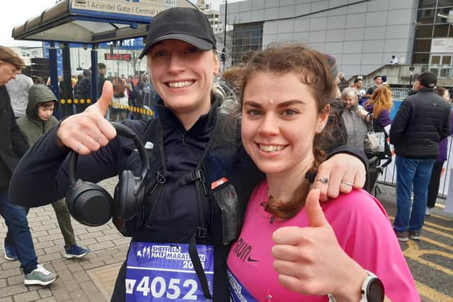 Two runners in great spirits before they took on the 2023 Sheffield Half Marathon.
