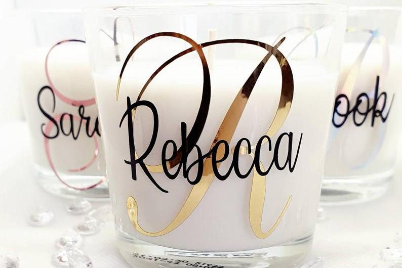 AislasCraftyCreation is all about customisation. They sell an array of products (including candles) that can have names and phrases printed on them.