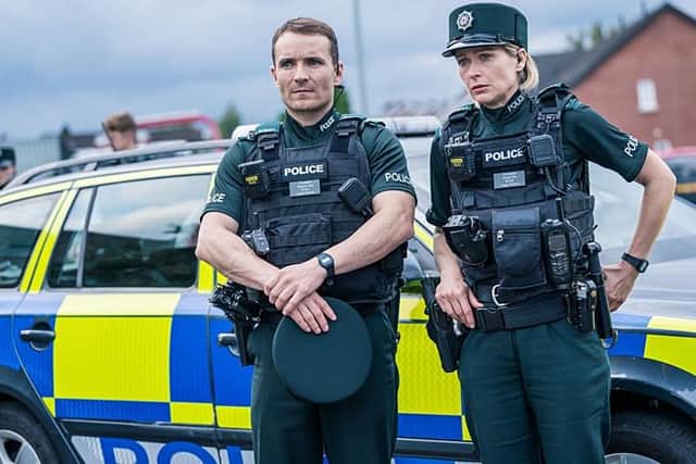 Martin McCann and Sian Brooke star in the new series of the BBC police drama Blue Lights (Picture: Two Cities Television/Christopher Barr/BBC)