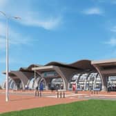 An artist's impression of the Doncaster Sheffield Airport railway station