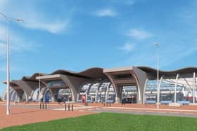 An artist's impression of the Doncaster Sheffield Airport railway station