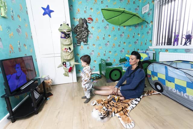 Meet Britain's most pampered toddler, who bathes in honey and milk - and sucks on a solid gold £1k dummy. Kasey Akram, 32, says she to loves to spoil her son Jareem Akram. PIcture: Lee McLean/SWNS