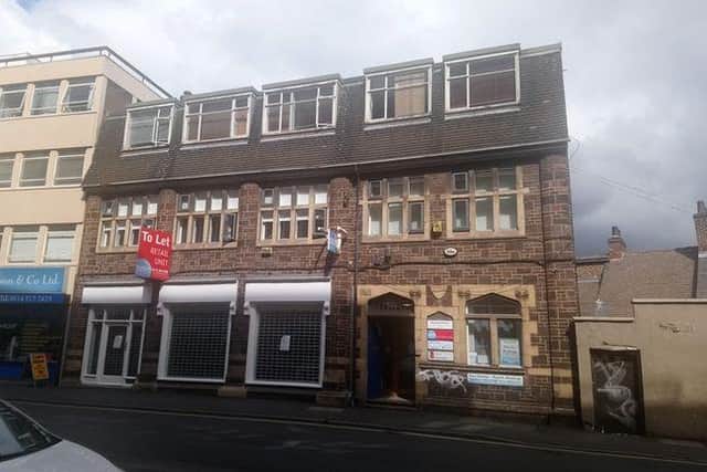 The multi-let office building on Campo Lane in central Sheffield is on the market for £425,000