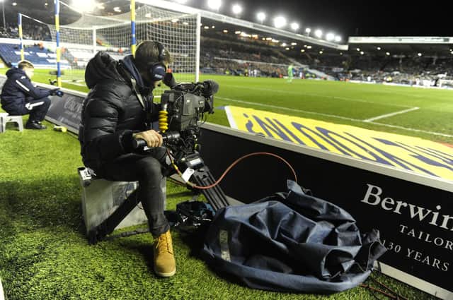 Sky Sports TV cameras at Leeds United's Elland Road.