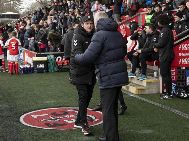 Kenny Jackett shakes hand with his counterpart Joey Barton