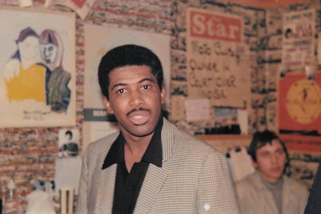 Soul and R&B artist Ben E King inside the King Mojo office in Pitsmoor Road, Sheffield - he was one of many big stars to appear on the stage of the club in the 1960s
