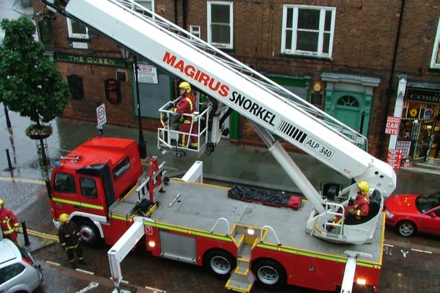 Firefighters outside the Star's Doncaster offices, dealing with a flood in 2007
