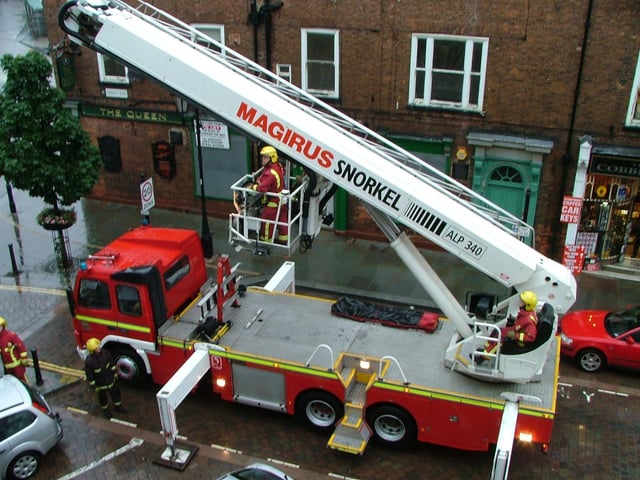 Firefighters outside the Star's Doncaster offices, dealing with a flood in 2007