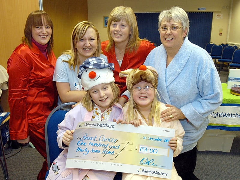 Huthwaite Weight Watchers held a pyjama party just in the All Saints Centre to celebrate raising £160 for the Tickled Pink Breast Cancer charity.