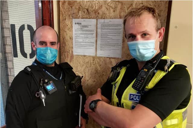 PC Ben Howell and PC James Cullen served a closure order on a flat on Martin Street, Upperthorpe, Sheffield