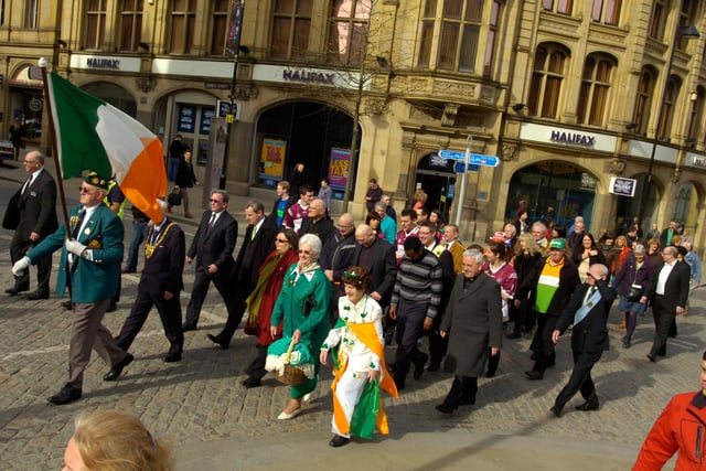The St Patrick's Day Parade in Sheffield in 2010 on its way from St Marie's Cathedral to the town hall