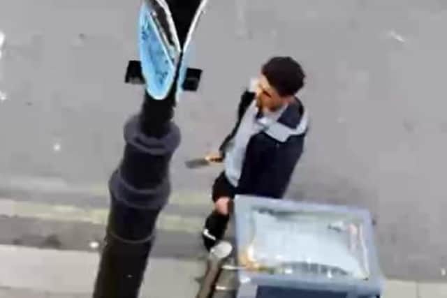 A man was reportedly threatened outside a South Yorkshire pub with a meat cleaver, police have revealed. Police want to speak to the man in the picture to see if he has any information