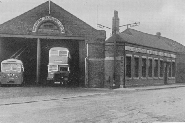 The Corporation Transport Depot and Tram Offices on Cleveland Road. This photo dates back to around 1945. Photo: Hartlepool Library Service.