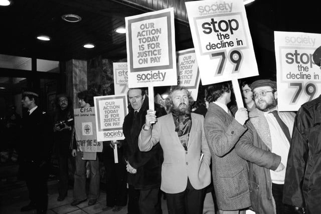 Labour Prime Minister Jim Callaghan visited Glasgow to promote the Yes For Scotland campaign in February 1979 before the March 1st Scottish devolution referendum. He was greeted by demonstrators from the CPSA trade union.
