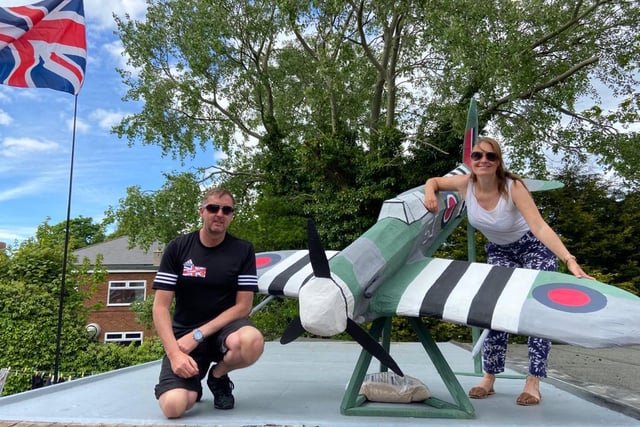 Darren and Victoria Hanson with a wonderful model Spitfire. Picture by Frank Reid.