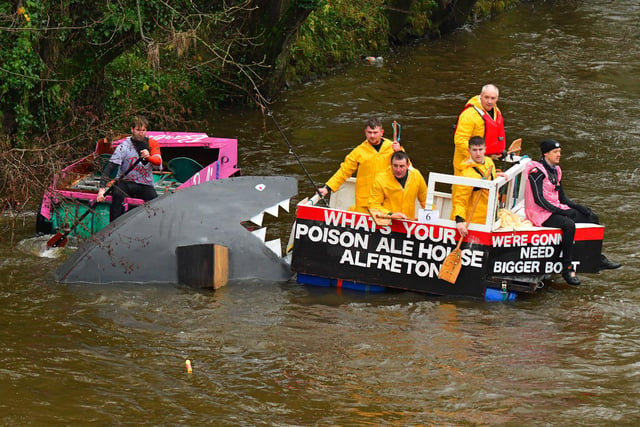 This Jaws-themed raft proved popular with the crowds.