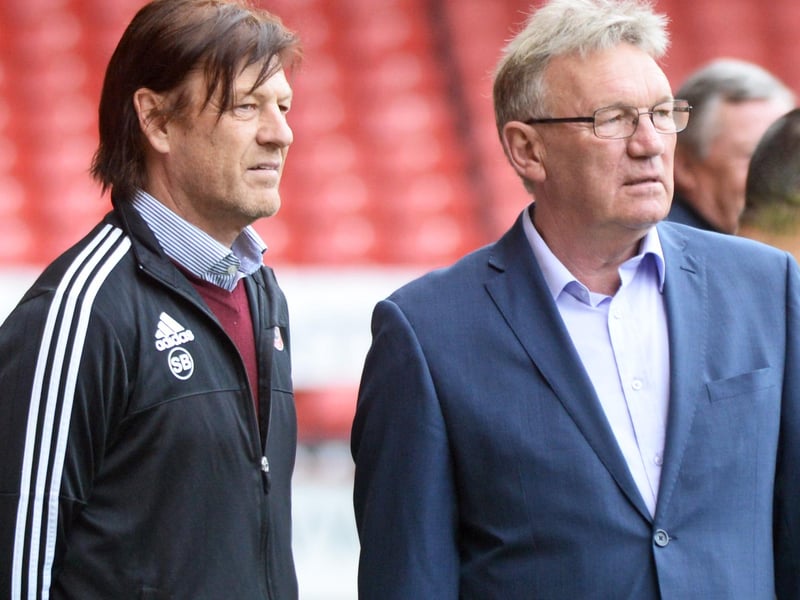 Sean Bean and his assistant manager Tony Currie pictured at the Legends v All Stars game