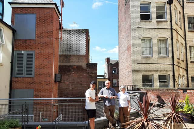 Berona House residents Richard and Ann Walton and Stuart Bywater, pictured earlier this year,  say their apartments will be overshadowed by the office block