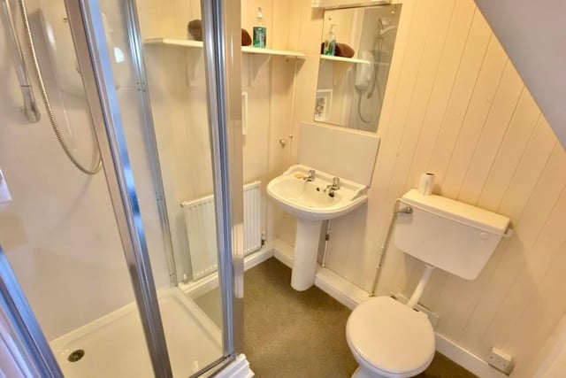 This is the second shower room in the coach-house annexe. Compact but containing all you need.