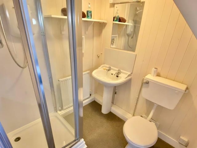 This is the second shower room in the coach-house annexe. Compact but containing all you need.