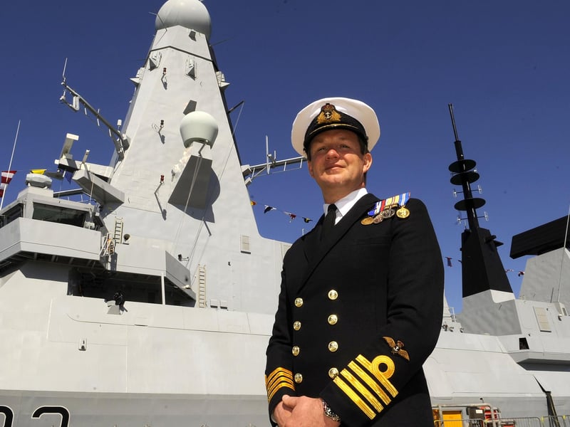 3rd June 2010. Captain of HMS Dauntless Captain Richard Powell. 
Commissioning Ceremony of HMS Dauntless, at Victoria Jetty, Her Majesty's Naval Base, Portsmouth.
Picture: Allan Hutchings (101720-681)