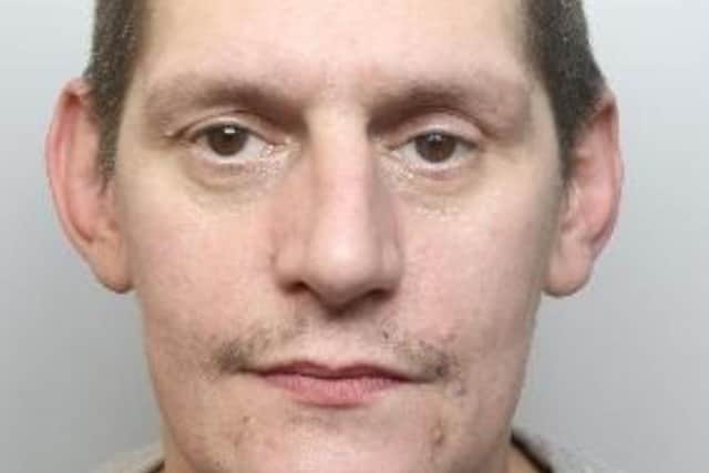 Pictured is serial offender Kristian Hewitt, aged 41, formerly of Aylwood Road, Arbourthorne, Sheffield, who has been sentenced at Sheffield Crown Court to eight years of custody after he was found guilty of an attempted robbery near an Asda store in Sheffield.
