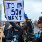 Thousands of protesters took part in a Black Lives Matter demonstration in Devonshire Green, Sheffield, on Saturday. Photo: Bruce Rollinson.